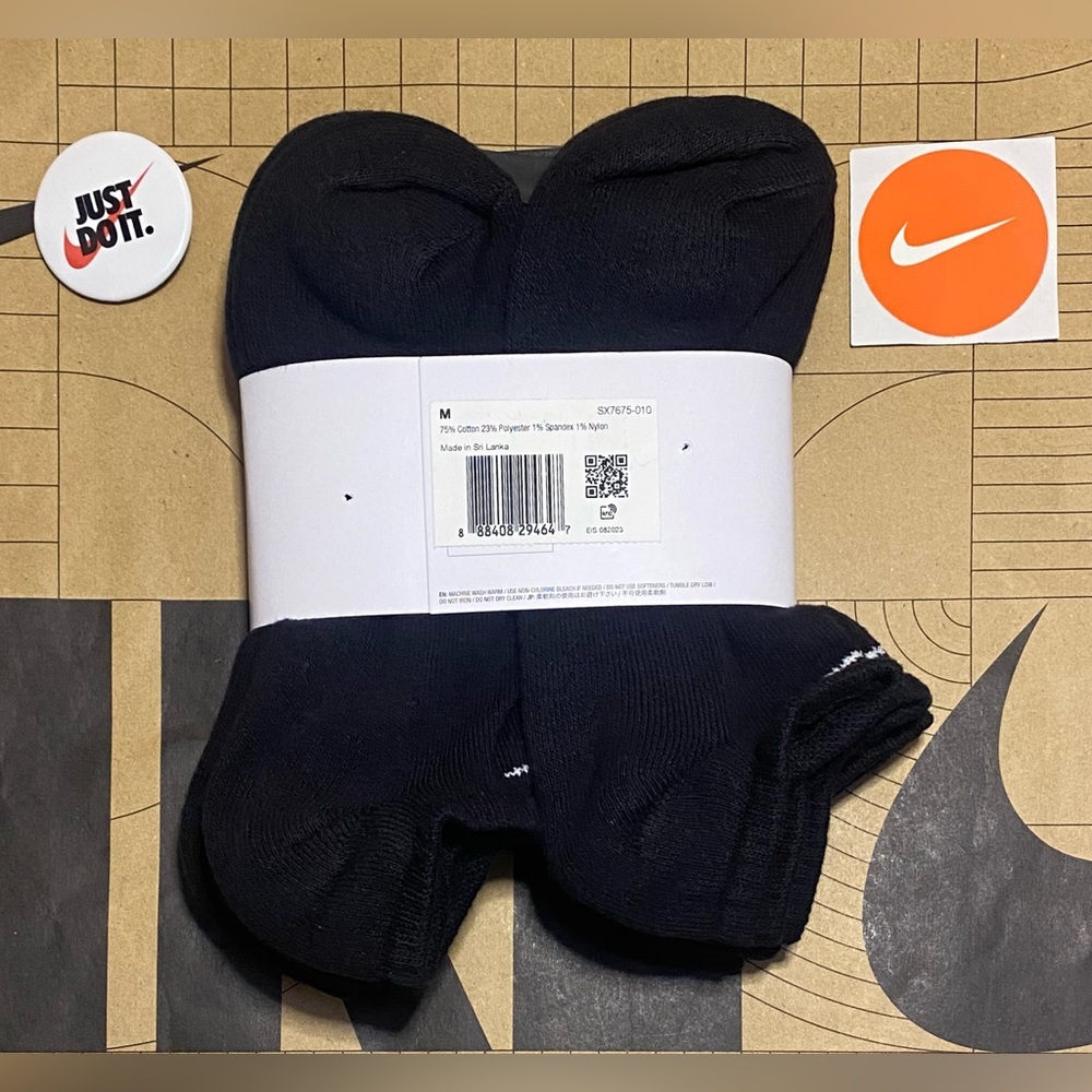 12 pairs Nike everyday Cotton Cushioned No Show Socks drifit Black SX7675-010 - Picture 10 of 16